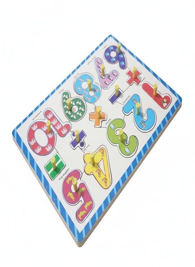 Manos Wooden Number1 2 3... Puzzle Educational Toy for Kids, Colorful Learning Board with Pegs, Pack of 1 - Image 1